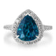 6.7ct Blue Zircon Ring with 0.59tct Diamonds set in 14K White Gold