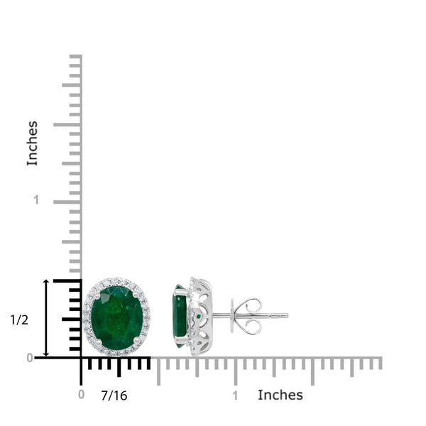 4.36tct Emerald Earring with 0.38tct Diamonds set in 14K White Gold