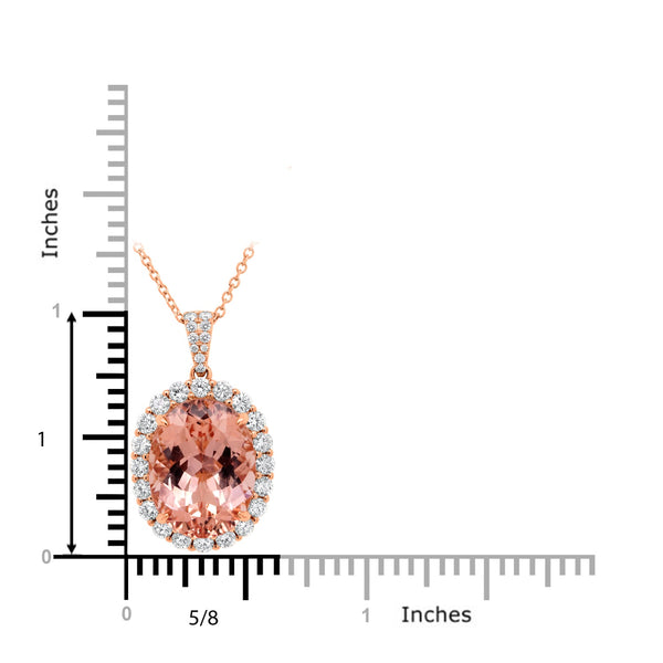 7.89ct Morganite Pendant with 0.92tct Diamonds set in 14K Rose Gold