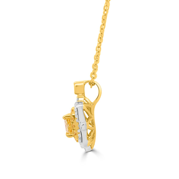 0.25ct Yellow Diamond Pendant with 0.19tct Diamonds set in 18K White Gold