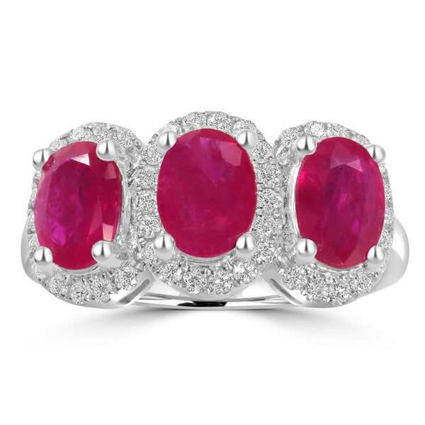 2.96ct Ruby Rings with 0.3tct Diamond set in 14K Yellow Gold