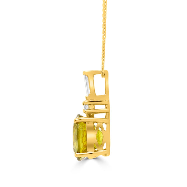 2.89ct Sphene Pendant with 0.24tct Diamonds set in 14K Yellow Gold