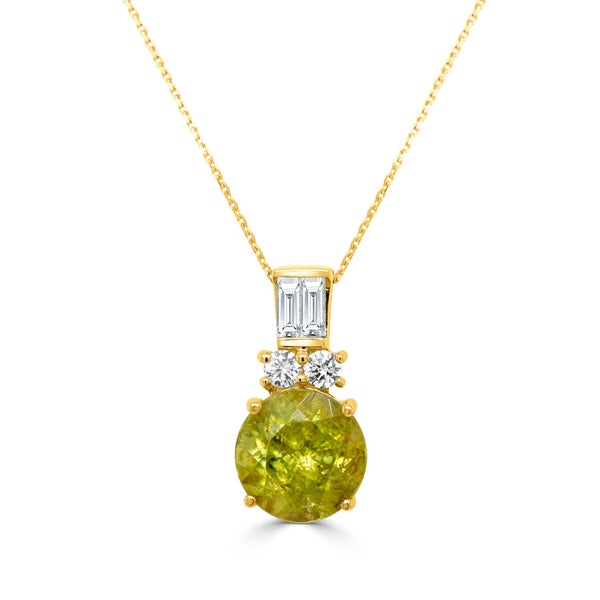 2.89ct Sphene Pendant with 0.24tct Diamonds set in 14K Yellow Gold