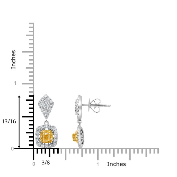 0.36tct Yellow Diamond Earring with 0.96tct Diamonds set in 18K Two Tone Gold