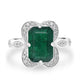 3.81ct Emerald Rings with 0.21tct Diamond set in 14K White Gold