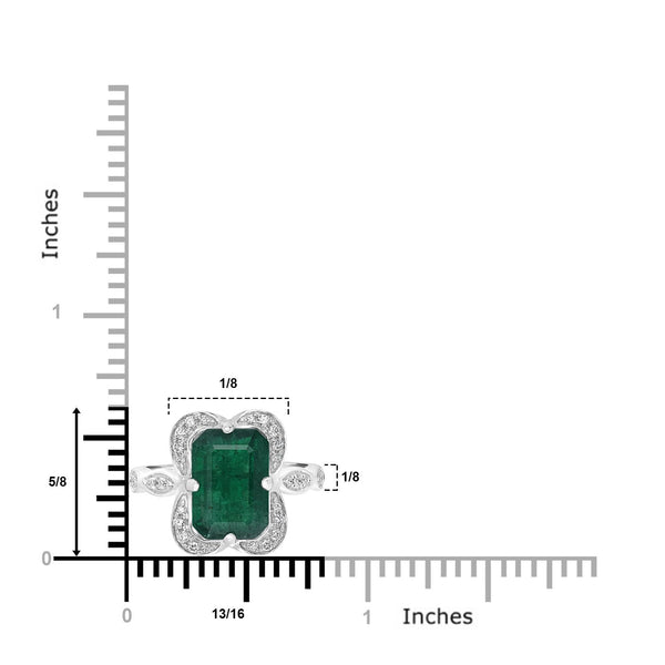 3.81ct Emerald Rings with 0.21tct Diamond set in 14K White Gold