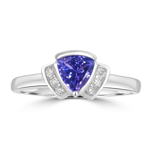 0.72ct Tanzanite Rings with 0.08tct Diamond set in 14K White Gold