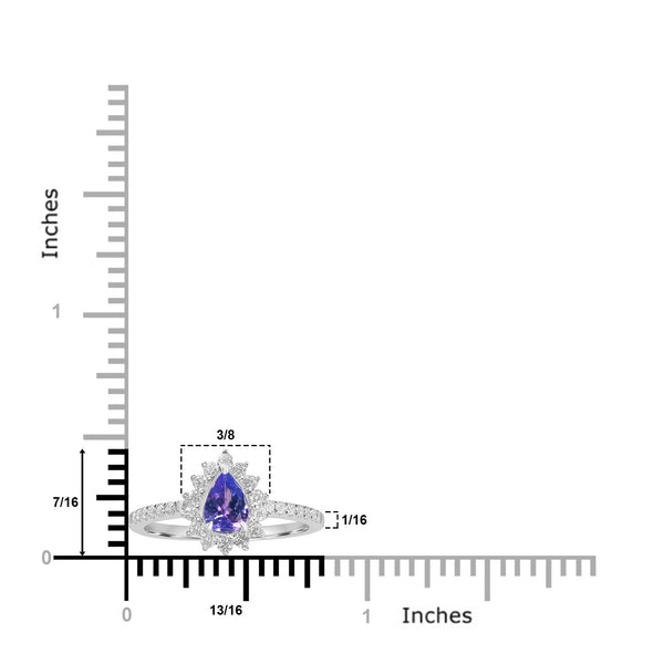 0.65ct Tanzanite Rings with 0.35tct Diamond set in 14K White Gold