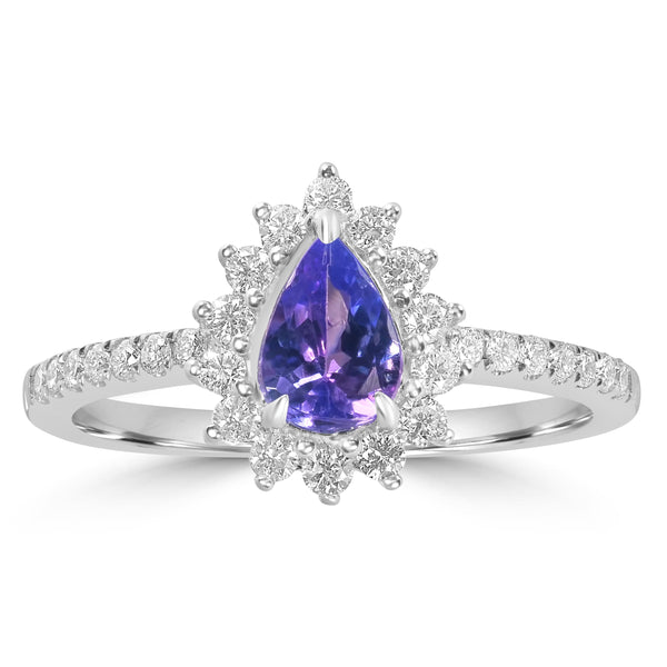 0.65ct Tanzanite Rings with 0.35tct Diamond set in 14K White Gold