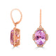 26.84ct Kunzite earrings with 0.62ct diamonds set in 14K rose gold