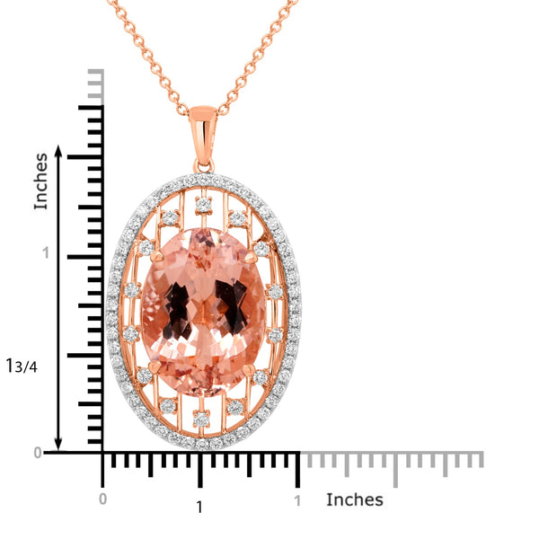 19.54ct Morganite Pendant with 1.15tct Diamonds set in 14K Two Tone Gold