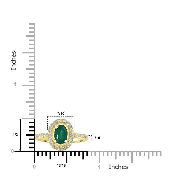 0.65ct Emerald Rings with 0.23tct Diamond set in 14K Yellow Gold