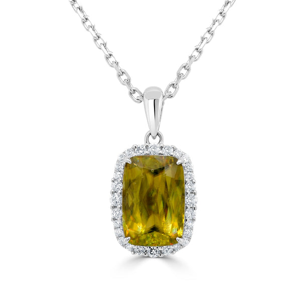 2.63ct Sphene Pendant with 0.21tct Diamonds set in 14K White Gold