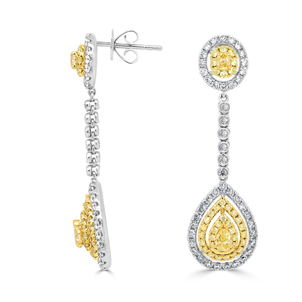 0.46tct Yellow Diamond Earring with 1.8tct Diamonds set in 18K Two Tone Gold