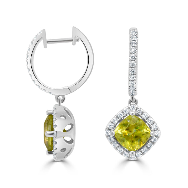 3.87tct Sphene Earring with 0.54tct Diamonds set in 14K White Gold