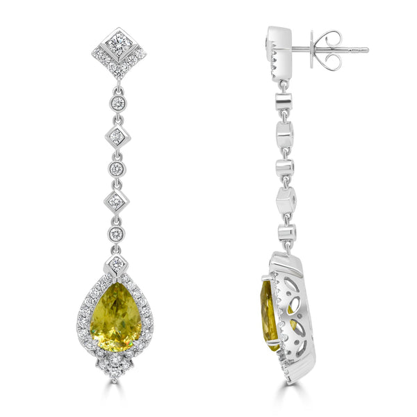 5.09tct Sphene Earring with 1.44tct Diamonds set in 14K White Gold