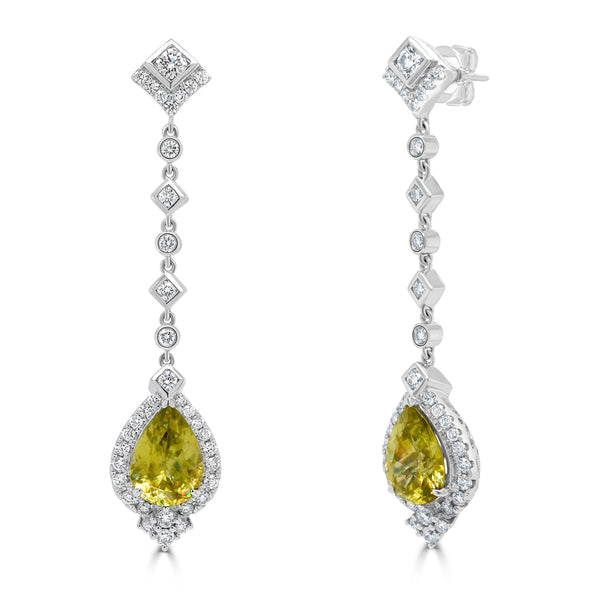 5.09tct Sphene Earring with 1.44tct Diamonds set in 14K White Gold