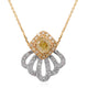 Cushion shaped 0.32ct yellow diamond with 0.23cttw 47 round diamonds in 18K two tone necklace