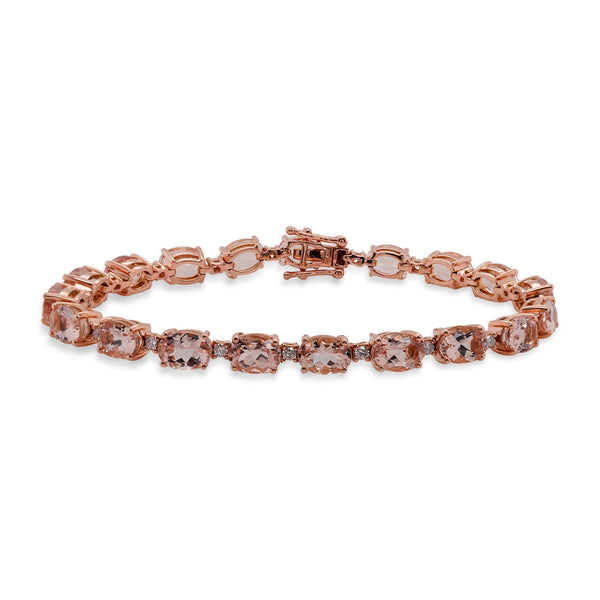 14.90 ct Morganite Bracelet with 0.49 ct Diamonds in 14K Rose Gold