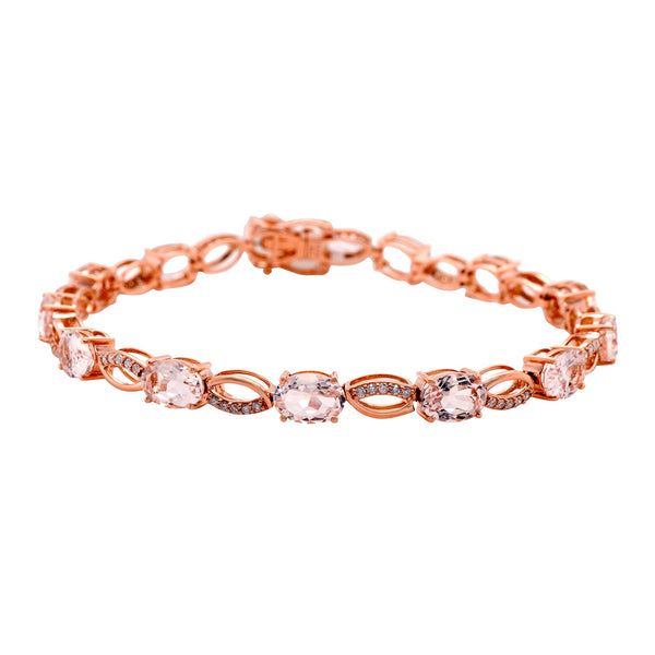 9.27 ct Morganite bracelet with 0.40 ct diamonds set in 14K Rose gold