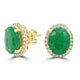 4.69Tct Emerald Stud Earrings With 0.36Tct Diamonds Set In 14K Yellow Gold