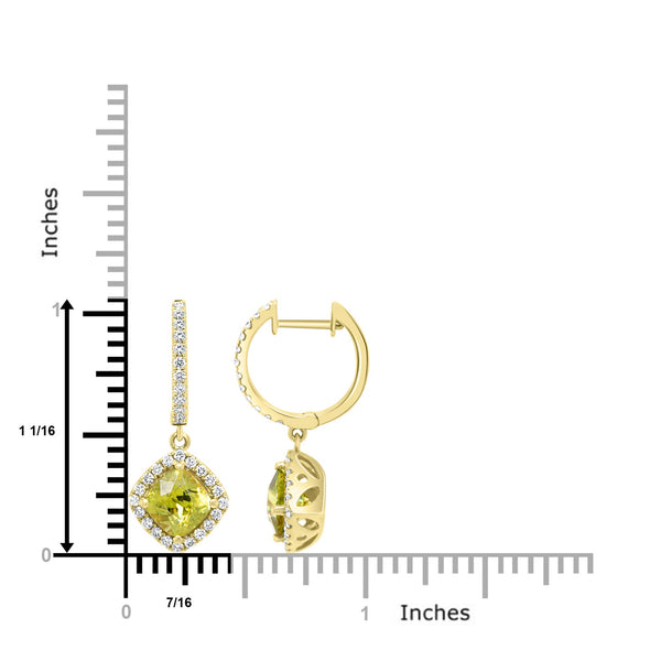 3.49Tct Sphene Earrings With 0.70Tct Diamonds Set In 14K Yellow Gold