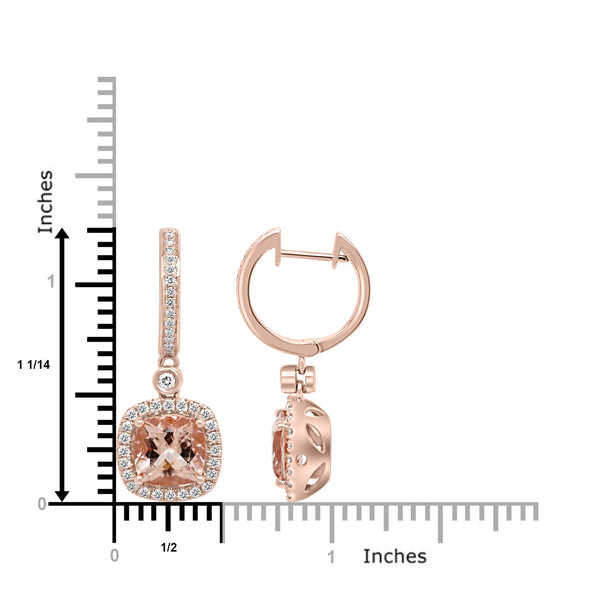 3.88Tct Morganite Earrings With 0.52Tct Diamonds Set In 14K Rose Gold