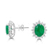 3.39Tct Emerald Stud Earrings With 0.64Tct Diamonds Set In 14K White Gold