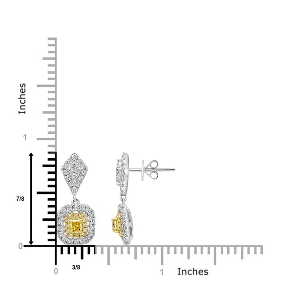 0.32Tct Yellow Diamond Earrings With 0.82Tct Diamond Accents Set In 18K Two Tone Gold