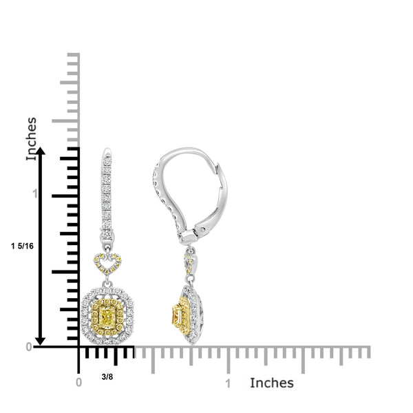 0.36Tct Yellow Diamond Earrings With 0.92Tct Diamond Accents Set In 18K Two Tone Gold