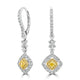 0.29Tct Yellow Diamond Earrings With 0.92Tct Diamond Accents Set In 18K Two Tone Gold