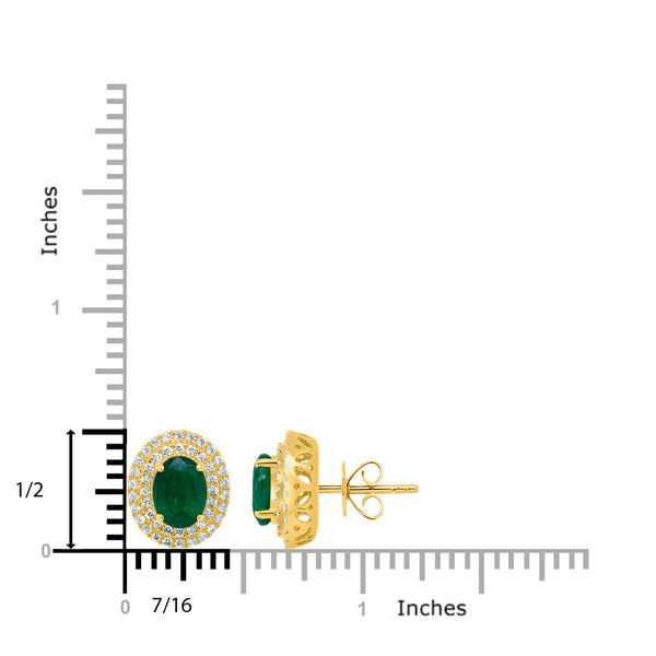 2.42tct Emerald Earring with 0.55tct Diamonds set in 14K Yellow Gold