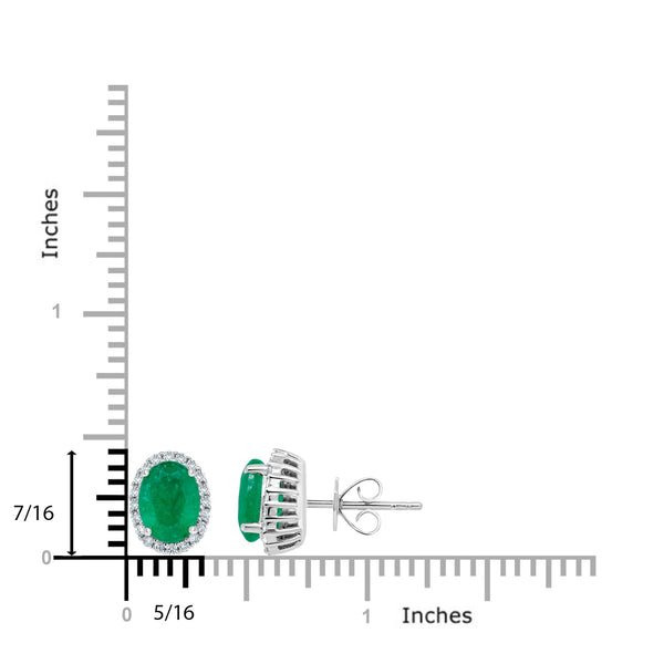 2.36tct Emerald Earring with 0.28tct Diamonds set in 14K White Gold