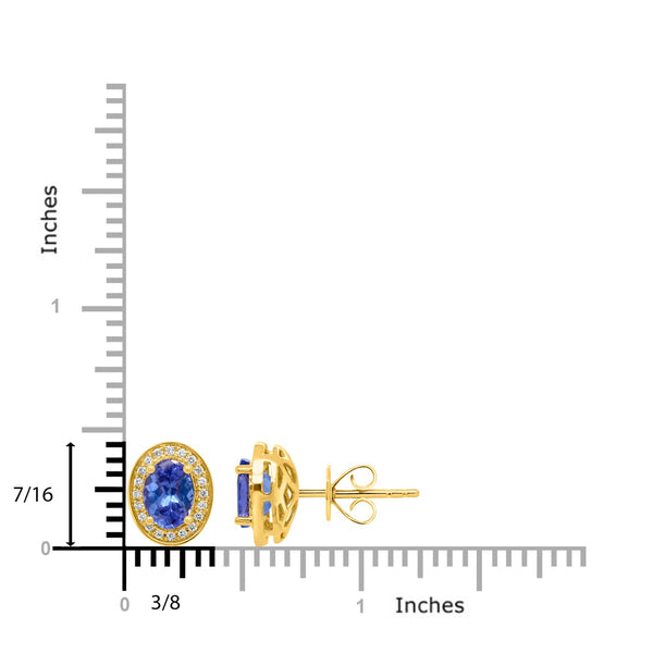 2.32tct Tanzanite Earring with 0.17tct Diamonds set in 14K Yellow Gold