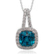 2.97ct Blue Zircon Pendant With 0.27tct Diamonds Set In 14kt White Gold