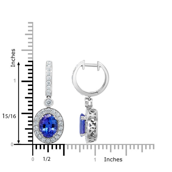 4.06 Tanzanite Earrings with 1.19tct Diamond set in 14K White Gold