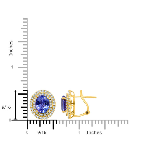 4.63tct Tanzanite Earring with 1.02tct Diamonds set in 14K Yellow Gold