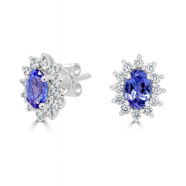 1.14tct Tanzanite Earring with 0.5tct Diamonds set in 14K White Gold