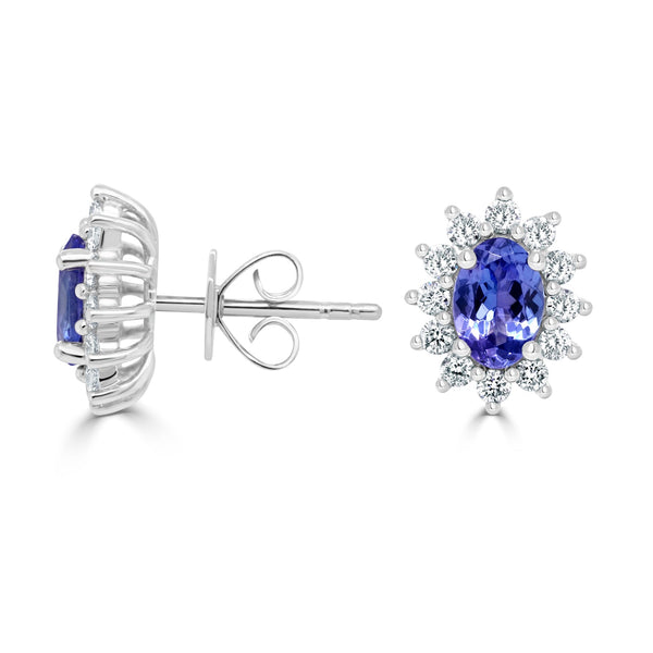 1.14tct Tanzanite Earring with 0.5tct Diamonds set in 14K White Gold