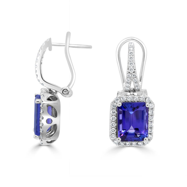 4.58ct Tanzanite Earring with 0.56ct Diamonds set in 14K White Gold