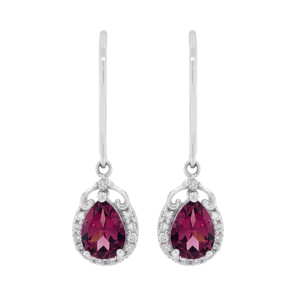 2.69ct Garnet earrings with 0.33ct diamonds set in 14K white gold