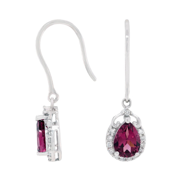 2.69ct Garnet earrings with 0.33ct diamonds set in 14K white gold