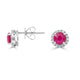 1.39Tct Ruby Stud Earrings With 0.16Tct Diamonds Set In 14K White Gold