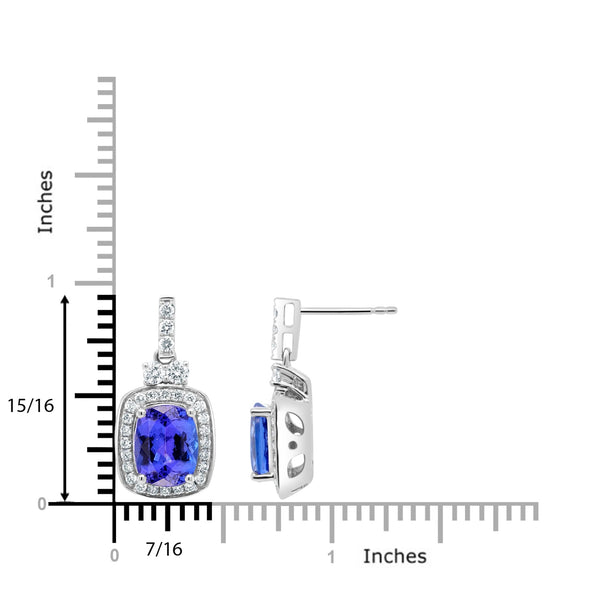 5.21ct Tanzanite Earring with 0.80tct Diamonds set in 14K White Gold