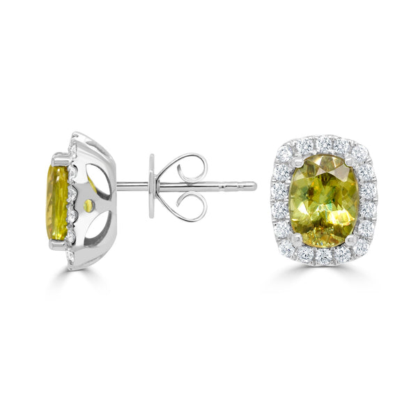 3.12ct Sphene Earring with 0.44ct Diamonds set in 14K White Gold