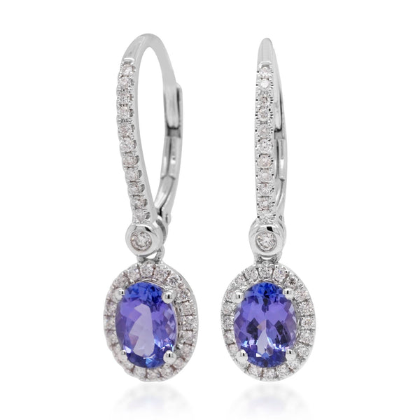 1.81tct Tanzanite earring with 0.32tct diamonds set in 14K white gold