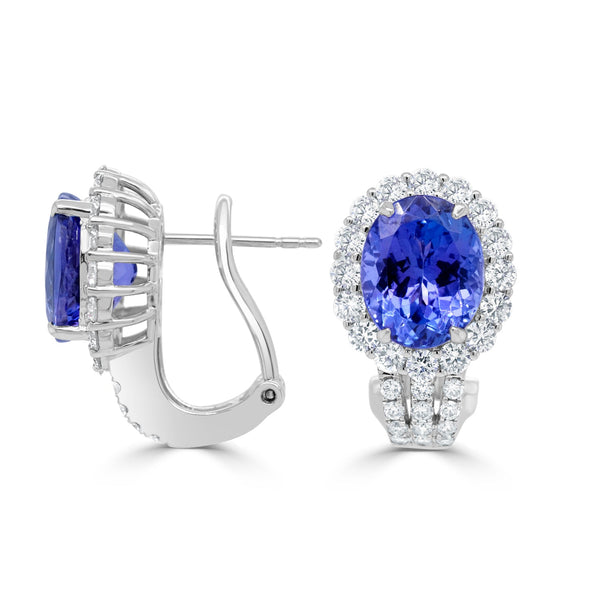 6.83 Tanzanite Earrings with 1.69tct Diamond set in 14K White Gold