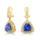 8.53 Tanzanite Earrings with 1.25tct Diamond set in 14K Yellow Gold