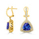 8.53 Tanzanite Earrings with 1.25tct Diamond set in 14K Yellow Gold