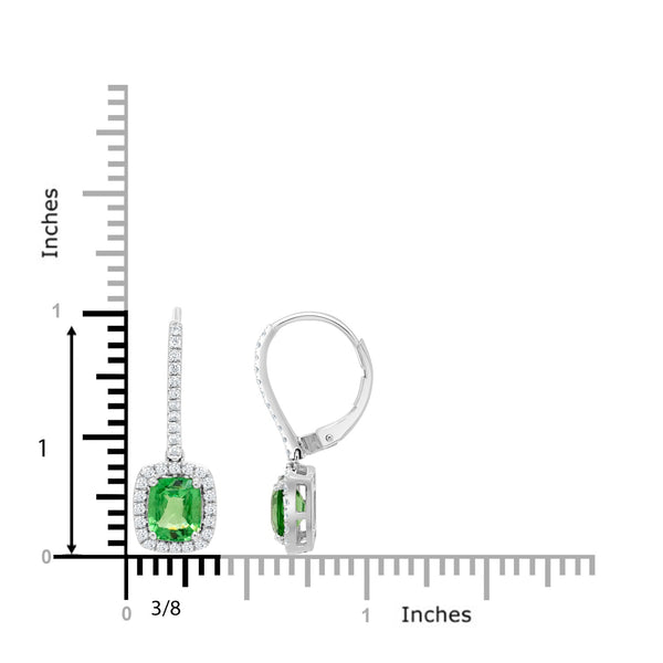 2.96 Tsavorite Earrings with 2.96tct Diamond set in 14K White Gold